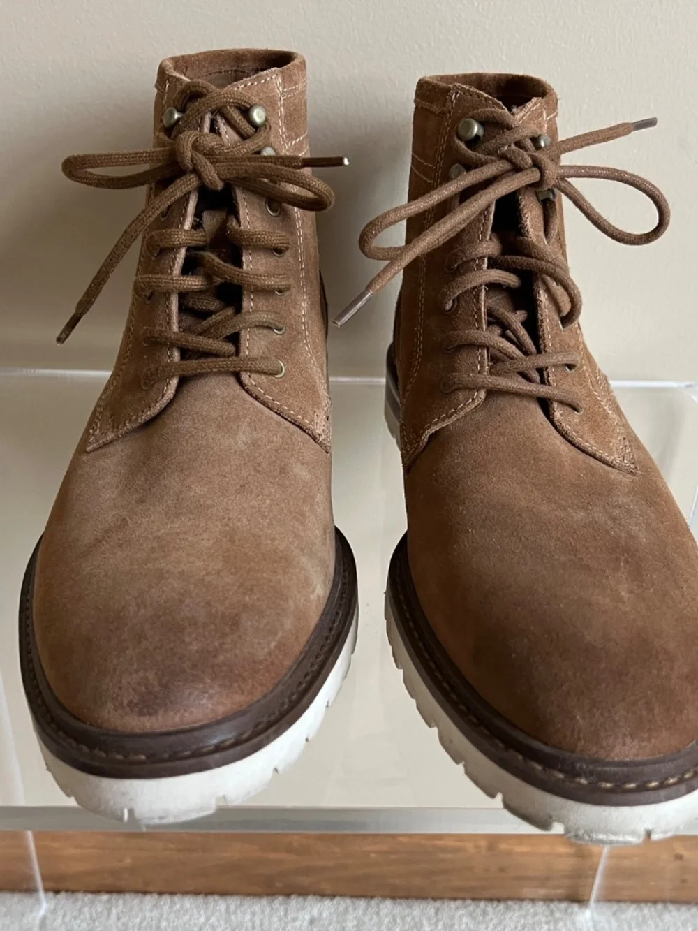 Johnston & Murphy Men's Barrett Plain Toe Boots Tan Leather Size 9.5